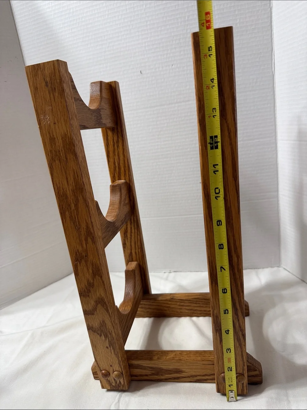 Artisan Crafted Solid Oak 3 Bottle Wine Holder Stand or Bath Towel Rack - Brown